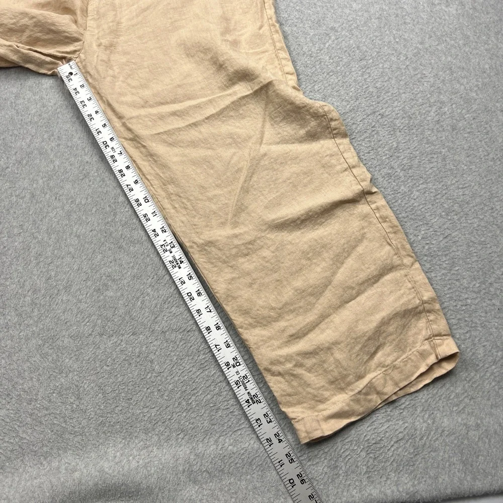 Quince 100% European Linen Pants Womens XL Driftwood Beige Wide Leg Cropped 25